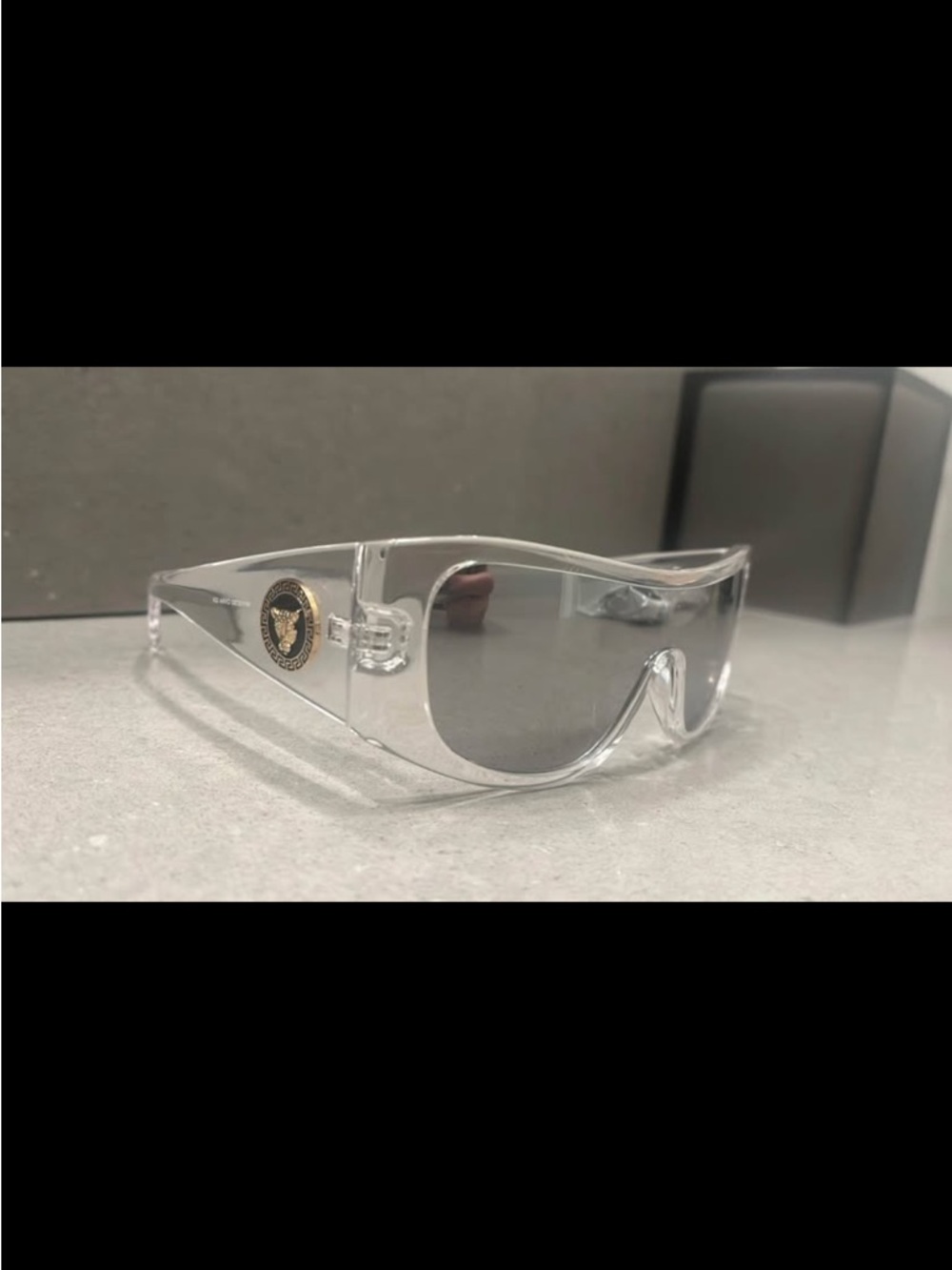 Clear Shield Sunglasses with Panther Emblem